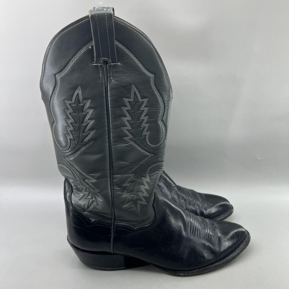 Panhandle Slim Sanders Western Boots Men Size 9.5 E Wide Black Gray Cowboy Shoes